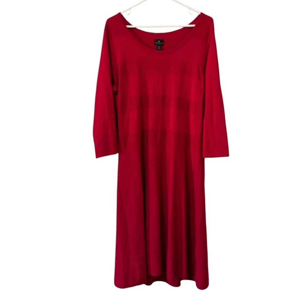 Worthington Red Knit Sweater Dress Women Size XL Holiday A Line Office Casual